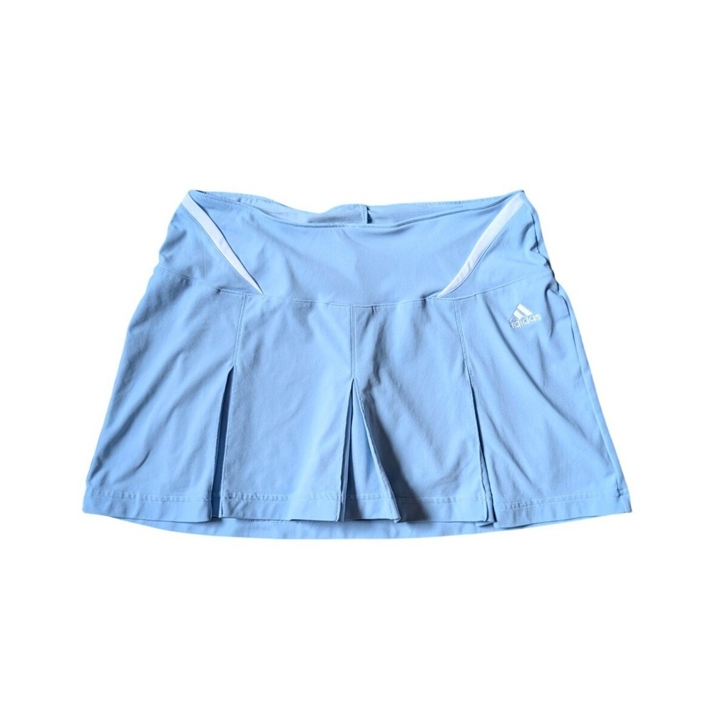 Adidas Vintage Y2K 2000s Sporty Blokecore Powder Blue Nylon Pleated Tennis skirt